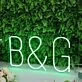 B And G Green Neon Sign
