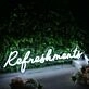 Refreshments White Neon Sign