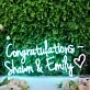 Congratulations Shawn And Emily Blue Neon Sign