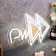 PWR With Fast Forward Key White Neon Sign