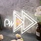 PWR With Fast Forward Key White Neon Sign