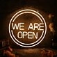 We Are Open White Neon Sign