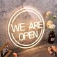 We Are Open White Neon Sign