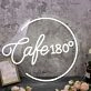 Cafe 180 Custom White Neon Sign