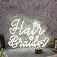 Hair Braids White Neon Sign
