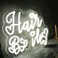 Hair Braids White Neon Sign
