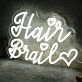 Hair Braids White Neon Sign