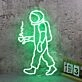 Walking Space Man Green Neon Sign