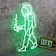 Walking Space Man Green Neon Sign