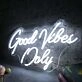 Good Vibes Only White Neon Sign