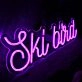 Ski Bird Purple Neon Sign