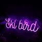 Ski Bird Purple Neon Sign