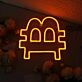 Baht Currency Symbol Yellow Neon Sign