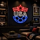 USA Soccer LED Neon Sign American Star Football Neon Light Wall Decor for Sports Bar Game Room