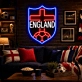 England Shield Soccer LED Neon Sign English Football Neon Light Wall Decor for Sports Bar Game Room