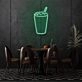 Glass With Drink Neon Refreshing Sip of Elegance