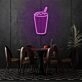 Glass With Drink Neon Refreshing Sip of Elegance