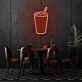 Glass With Drink Neon Refreshing Sip of Elegance