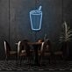 Glass With Drink Neon Refreshing Sip of Elegance