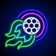 Touchdown Inferno Football Ball Flying and Burning Neon Sign