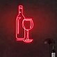 Red Wine Wine Glass  Bar Set  Neon Signs