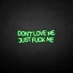 'Don't love me' neon sign
