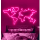 World map Diverse Neon Display Celebrating Global Connections