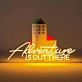 Neon sign "Adventure is Out There"