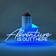Neon sign "Adventure is Out There"