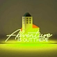 Neon sign "Adventure is Out There"