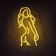 Beautiful girl shadow Looking back Neon lights