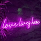 Love Live Here Neon Sign: Empower Your Space with Vibrant Love and Feminine Energy