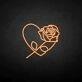 Rose with heart' neon sign