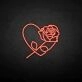 Rose with heart' neon sign