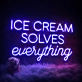 Indulge in Bliss Ice Cream Solves Everything Neon Sign