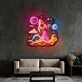 Rocket Launching Into Galaxy Led Neon Sign Light Pop Art