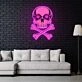 Pink Skull With Bones Neon Sign X Acrylic Artwork