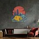 Camping Under Red Moon Led Neon Sign Light Pop Art