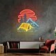 Camping Under Red Moon Led Neon Sign Light Pop Art