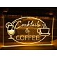 Cocktails and Coffee Hanging Neon Sign