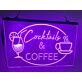 Cocktails and Coffee Hanging Neon Sign