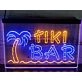 Tiki Bar Palm and Sea Two Tone Hanging Neon Sign