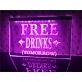 Free Drinks Tomorrow Hanging Neon Sign