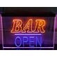 Bar Open Two Tone Hanging Neon Sign