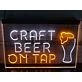 Craft Beer On Tap Two Tone Hanging Neon Sign