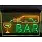 Bar With Pouring Bottle Two Tone Hanging Neon Sign