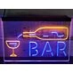 Bar With Pouring Bottle Two Tone Hanging Neon Sign