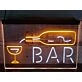 Bar With Pouring Bottle Two Tone Hanging Neon Sign