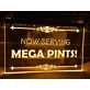 Now Serving Mega Pints Hanging Neon Sign