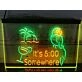 It's 5:00 Somewhere Parrot Two Tone Hanging Neon Sign